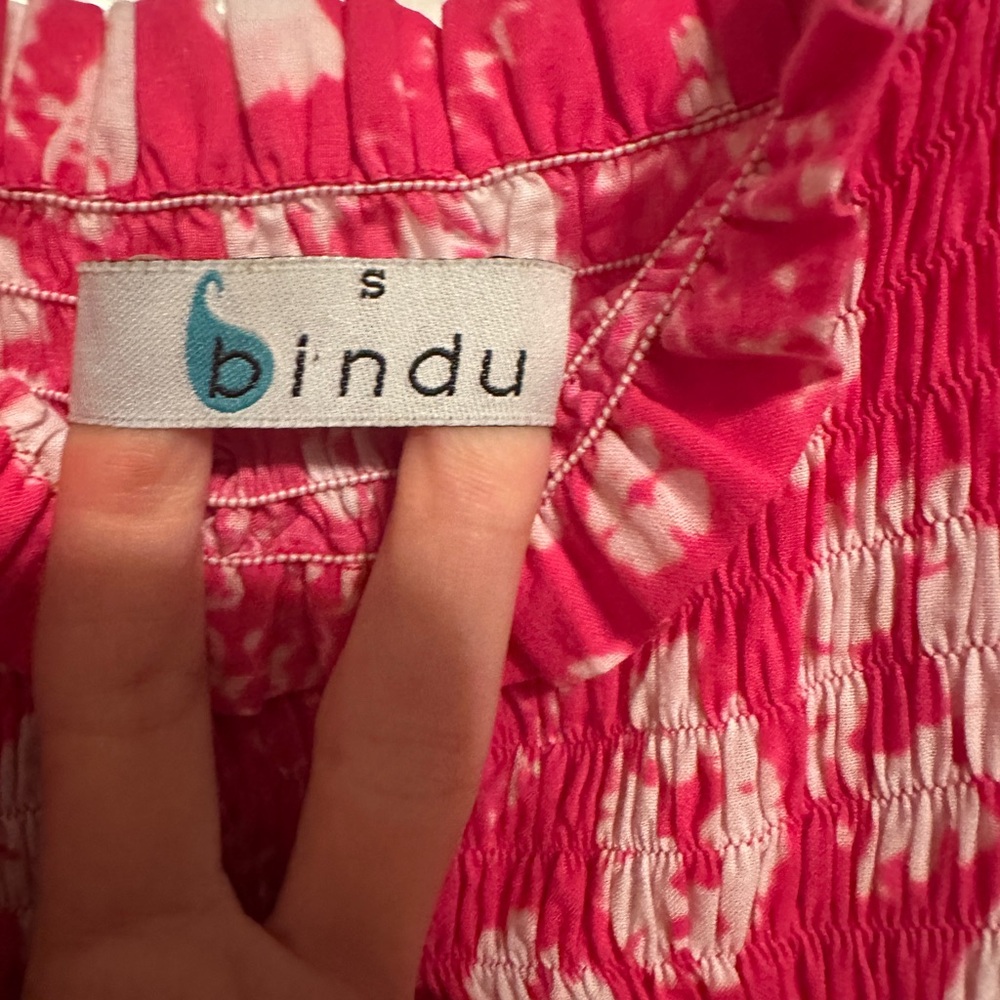 Hot Pink and White Tye-died print Bindu Ruffled sundress size S - Picture 3 of 3